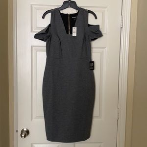 Express Cold Shoulder Grey Midi Dress